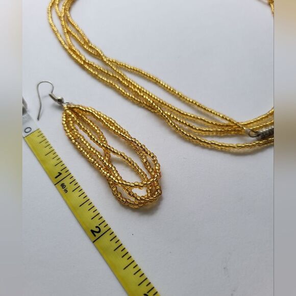 AFRICAN Handmade❤️  Gold BEADED Infinity Necklace and Earring Set!! Stunning ❤️ - Picture 6 of 7